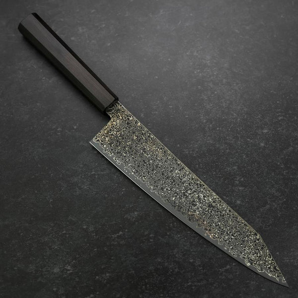 切付牛刀 VG-10 黒染めダマスカス 黒檀水牛柄 240mm – MUSASHI