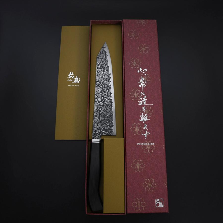 切付牛刀 VG-10 黒染めダマスカス 黒檀水牛柄 210mm – MUSASHI