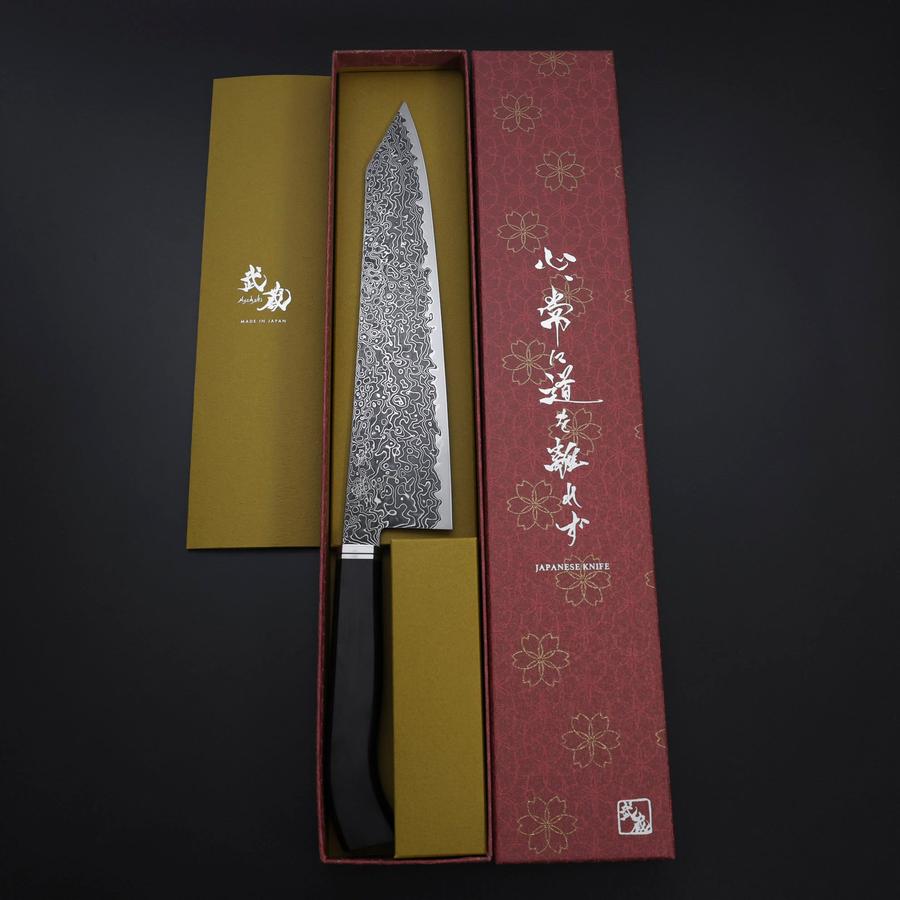 切付牛刀 VG-10 黒染めダマスカス 黒檀水牛柄 210mm – MUSASHI