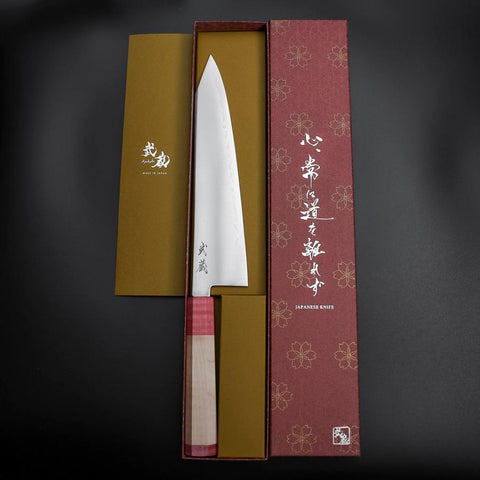 Kiritsuke SG-2 Polished Red Maple Handle 240mm-[Musashi]-[Japanese-Kitchen-Knives]