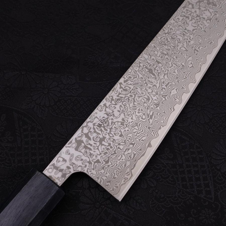 Kiritsuke SKD11 Nickel Damascus Dark-Blue Urushi Handle 210mm-Damascus-Japanese Handle-[Musashi]-[Japanese-Kitchen-Knives]