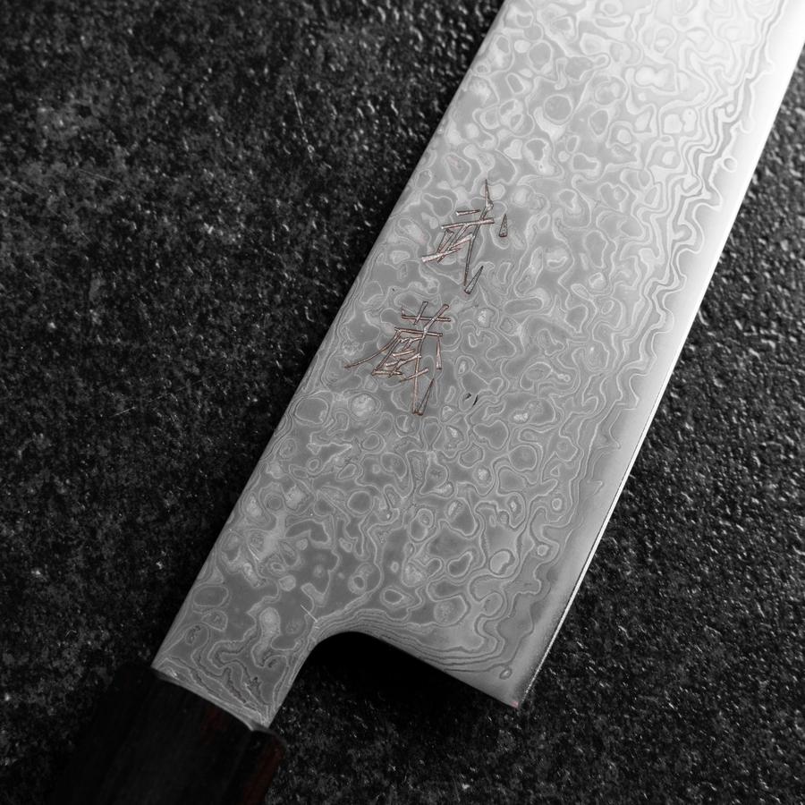 Kiritsuke SLD Black Damascus Ebony Handle 205mm-[Musashi]-[Japanese-Kitchen-Knives]