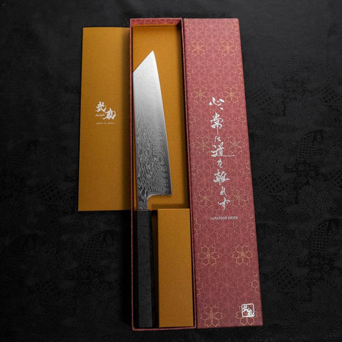 Kiritsuke SLD Wave Nickel Damascus Black Ishime Urushi Handle 210mm (8.3”)-[Musashi]-[Japanese-Kitchen-Knives]