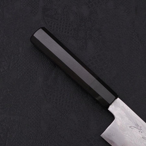 Kiritsuke Santoku Blue Steel #1 Suminagashi Buffalo Ebony Handle 170mm (6.7”)-[Musashi]-[Japanese-Kitchen-Knives]
