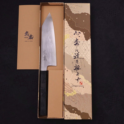 Kiritsuke Santoku Blue steel #1 Suminagashi Black Ishime Handle 170mm-Blue steel #1-Suminagashi-Japanese Handle-[Musashi]-[Japanese-Kitchen-Knives]