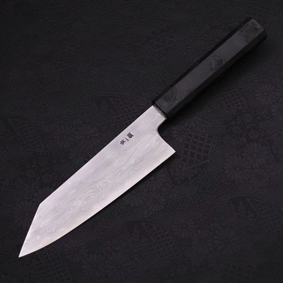 切付三徳 片刃 青紙1号 墨流し 黒石目柄 170mm – MUSASHI