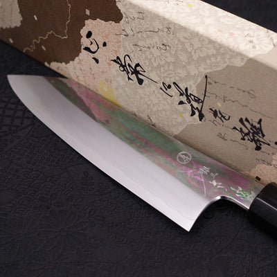 Kiritsuke Santoku Silver Steel #3 Mirror Buffalo Ebony Handle 180mm-Silver steel #3-Mirror-Japanese Handle-[Musashi]-[Japanese-Kitchen-Knives]