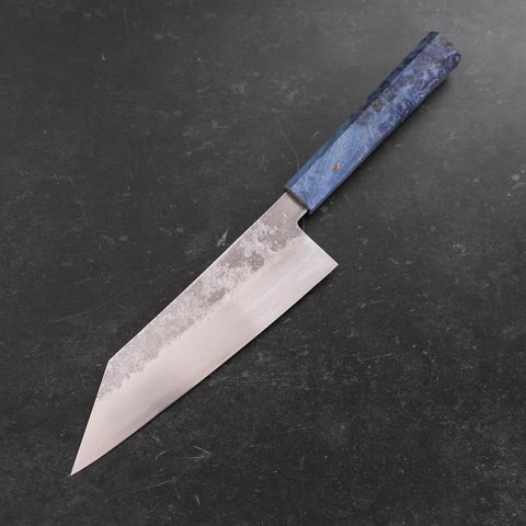 Kiritsuke Santoku Silver Steel #3 Nashiji Blue Maple Handle 180mm (7”)-[Musashi]-[Japanese-Kitchen-Knives]