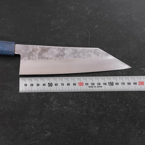 Kiritsuke Santoku Silver Steel #3 Nashiji Blue Maple Handle 180mm (7”)-[Musashi]-[Japanese-Kitchen-Knives]
