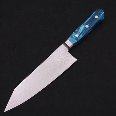 Kiritsuke Santoku VG-10 Damascus Blue Handle 180mm-VG-10-Damascus-Western Handle-[Musashi]-[Japanese-Kitchen-Knives]