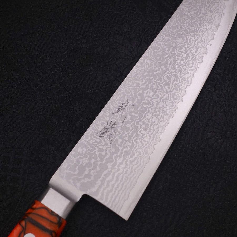 Kiritsuke Santoku VG-10 Damascus Orange Handle 180mm-VG-10-Damascus-Western Handle-[Musashi]-[Japanese-Kitchen-Knives]