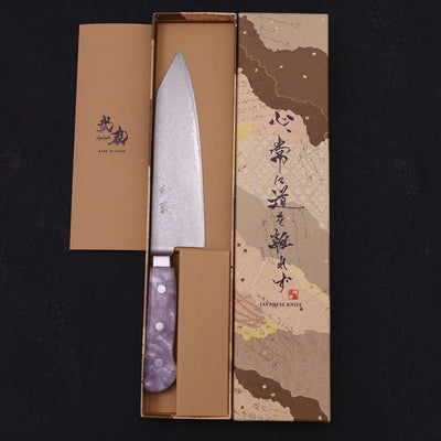 Kiritsuke Santoku VG-10 Damascus Pearl Pink Handle 180mm-VG-10-Damascus-Western Handle-[Musashi]-[Japanese-Kitchen-Knives]