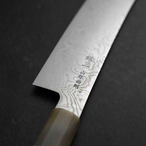 Kiritsuke Silver Steel #3 Nickel Damascus Buffalo Turquoise Handle 210mm (8.3”)-[Musashi]-[Japanese-Kitchen-Knives]