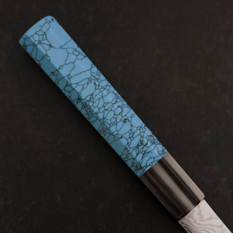 Kiritsuke Silver Steel #3 Nickel Damascus Buffalo Turquoise Handle 210mm (8.3”)-[Musashi]-[Japanese-Kitchen-Knives]