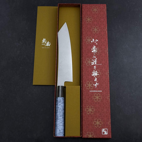 Kiritsuke Silver Steel #3 Nickel Damascus Buffalo Turquoise Handle 210mm (8.3”)-[Musashi]-[Japanese-Kitchen-Knives]