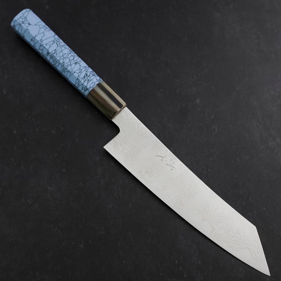 切付 銀紙3号 ニッケルダマスカス 水牛ターコイズ柄 210mm – MUSASHI