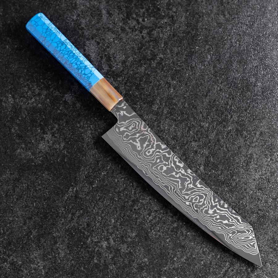 Kiritsuke Silver Steel #3 Nickel Damascus Buffalo Turquoise Handle
