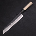 Kiritsuke Stainless Clad Blue Super Kurouchi Tsuchime Buffalo Magnolia Handle 245mm (9.4”)-[Musashi]-[Japanese-Kitchen-Knives]