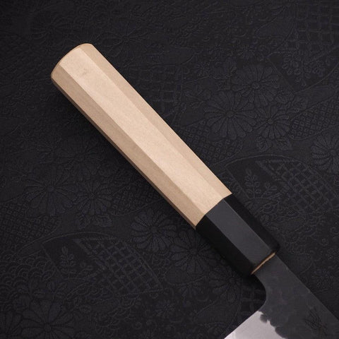 Kiritsuke Stainless Clad Blue Super Kurouchi Tsuchime Buffalo Magnolia Handle 245mm (9.4”)-[Musashi]-[Japanese-Kitchen-Knives]