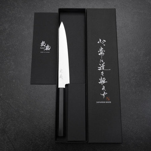 Kiritsuke Sujihiki VG-10 Damascus Ebony Handle 175mm (6.8”)-[Musashi]-[Japanese-Kitchen-Knives]