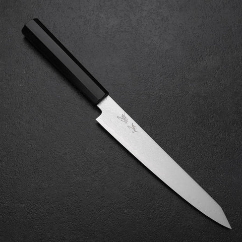 Kiritsuke Sujihiki VG-10 Damascus Ebony Handle 175mm (6.8”)-[Musashi]-[Japanese-Kitchen-Knives]