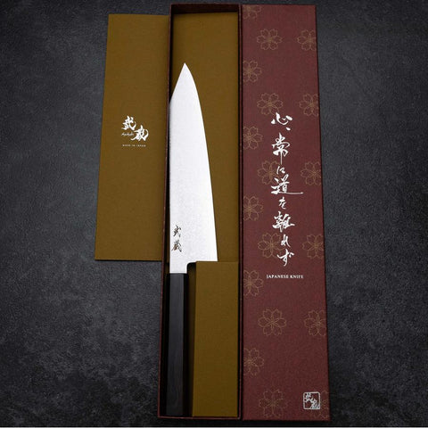 Kiritsuke VG-10 Damascus Ebony Handle 210mm (8.3”)-[Musashi]-[Japanese-Kitchen-Knives]