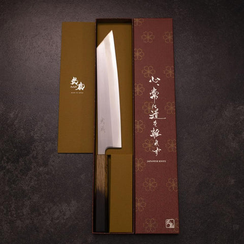 Kiritsuke White Steel #1 Polished Yaki Urushi Handle 240mm-[Musashi]-[Japanese-Kitchen-Knives]