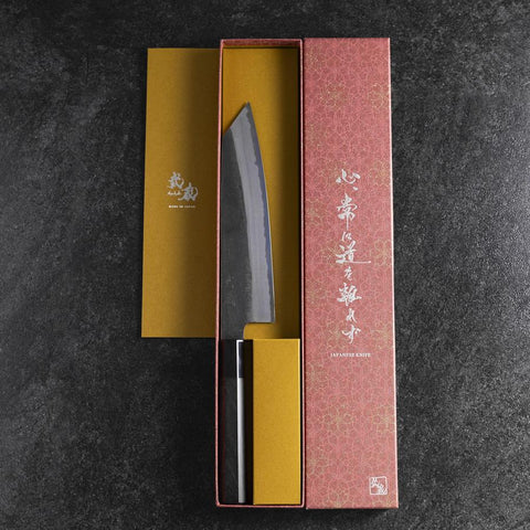 Kiritsuke White Steel #2 Kurouchi Buffalo Ebony Handle 200mm (7.9”)-[Musashi]-[Japanese-Kitchen-Knives]