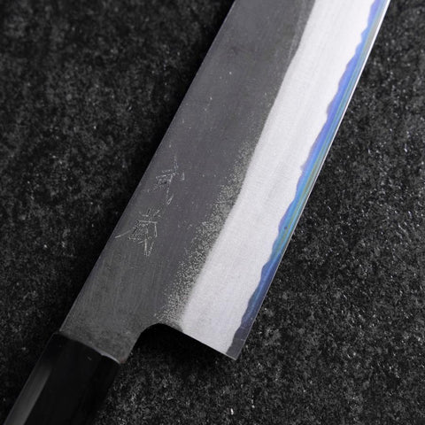 Kiritsuke White Steel #2 Kurouchi Buffalo Ebony Handle 200mm-[Musashi]-[Japanese-Kitchen-Knives]