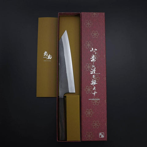 Kiritsuke White Steel #2 Kurouchi Nashiji Ashwood Handle 210mm-[Musashi]-[Japanese-Kitchen-Knives]