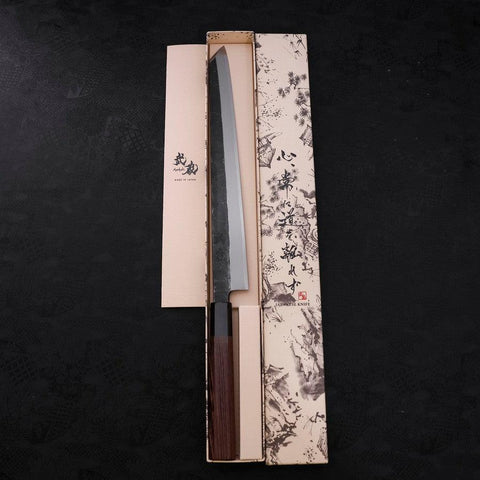 Kiritsuke Yanagiba Blue Steel #2 Kurouchi Buffalo Wenge Handle 300mm (11.8”)-[Musashi]-[Japanese-Kitchen-Knives]