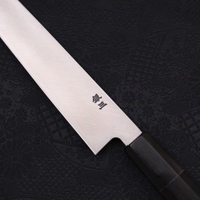 Kiritsuke Yanagiba Silver Steel #3 Kasumi Buffalo Ebony Handle 240mm-Silver steel #3-Polished-Japanese Handle-[Musashi]-[Japanese-Kitchen-Knives]