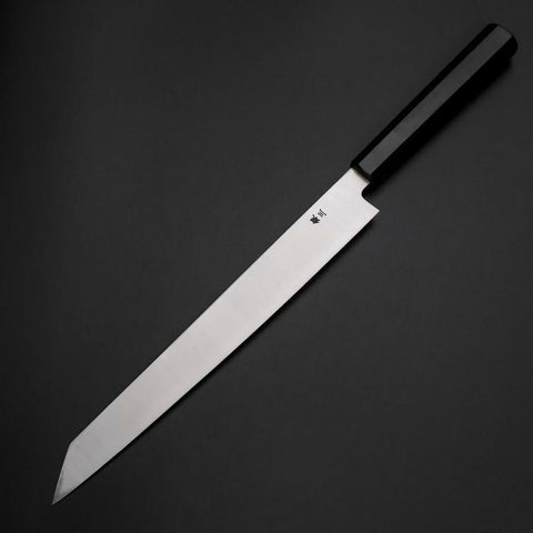 Kiritsuke Yanagiba Silver Steel #3 Kasumi Buffalo Ebony Handle 270mm-[Musashi]-[Japanese-Kitchen-Knives]