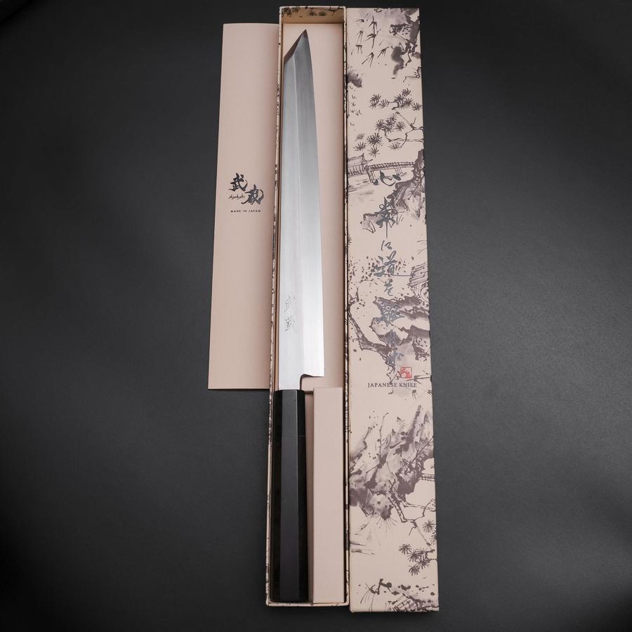先丸蛸引 銀紙3号 ダマスカス 水牛ウェンジ柄 300mm – MUSASHI