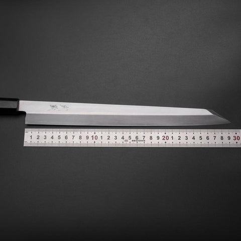Kiritsuke Yanagiba Silver Steel #3 Kasumi Buffalo Ebony Handle 300mm-[Musashi]-[Japanese-Kitchen-Knives]