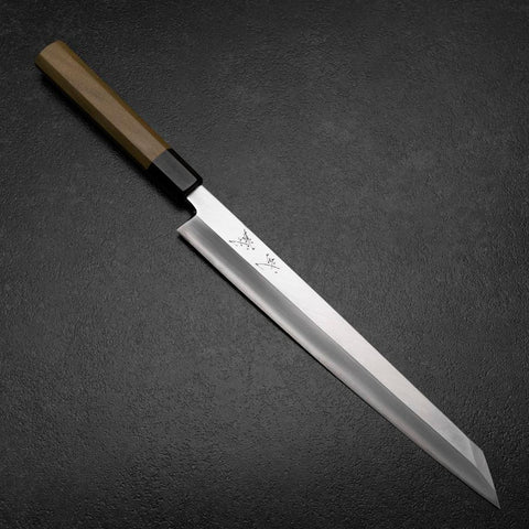 Kiritsuke Yanagiba Silver Steel #3 Kasumi Buffalo Magnolia Handle 270mm-[Musashi]-[Japanese-Kitchen-Knives]