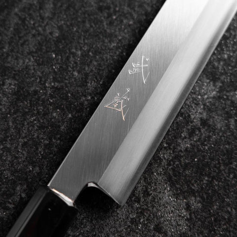 Kiritsuke Yanagiba Silver Steel #3 Kasumi Buffalo Magnolia Handle 300mm (11.8”)-[Musashi]-[Japanese-Kitchen-Knives]