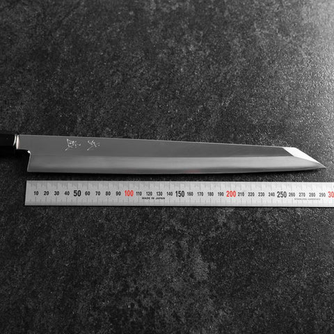 Kiritsuke Yanagiba Silver Steel #3 Kasumi Buffalo Magnolia Handle 300mm (11.8”)-[Musashi]-[Japanese-Kitchen-Knives]