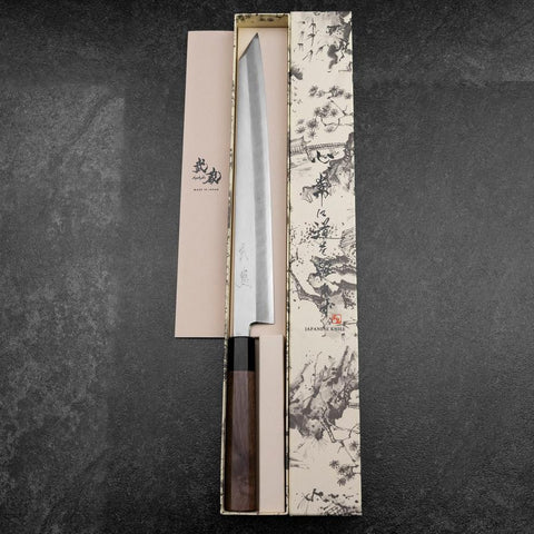Kiritsuke Yanagiba Silver Steel #3 Kasumi Walnut Handle 300mm-[Musashi]-[Japanese-Kitchen-Knives]