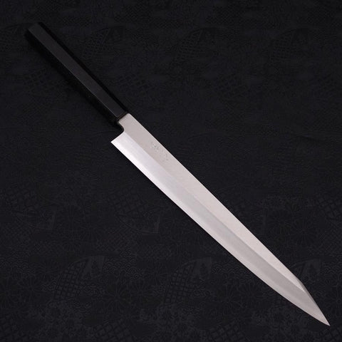 Kiritsuke Yanagiba Silver Steel #3 Polished Buffalo Ebony Handle 270mm (10.6”)-[Musashi]-[Japanese-Kitchen-Knives]