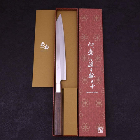 Kiritsuke Yanagiba Silver Steel #3 Walnut Handle 240mm (9.4”)-[Musashi]-[Japanese-Kitchen-Knives]