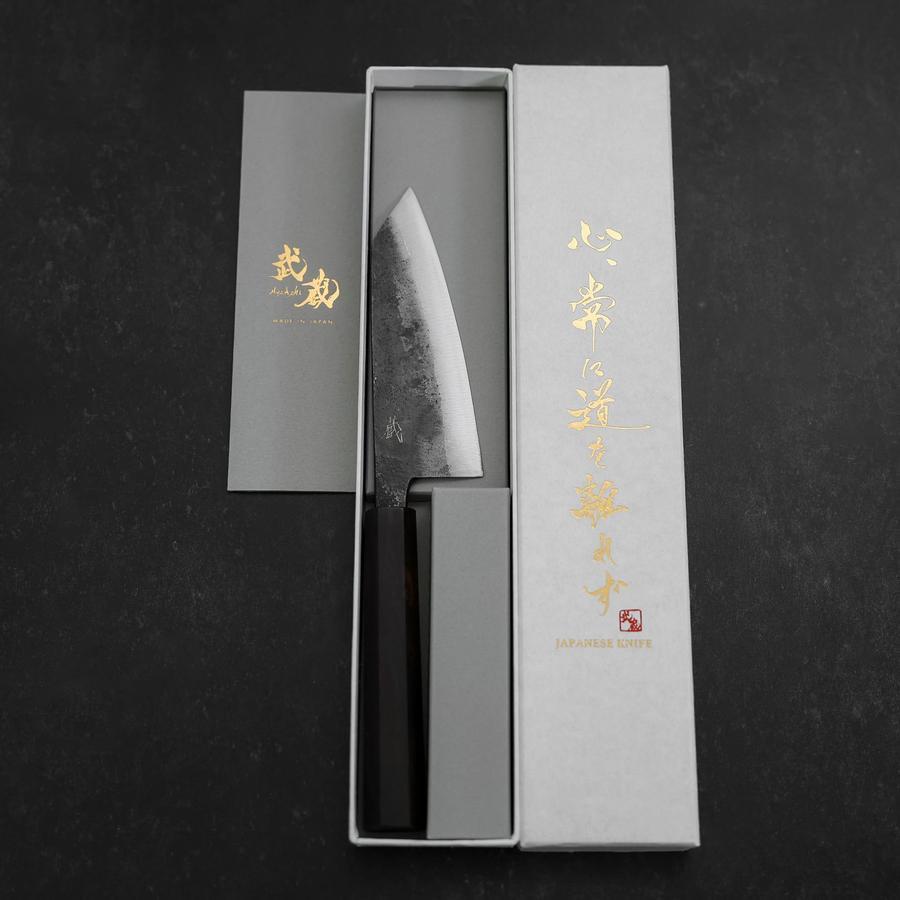 Kobunka Blue steel #2 Kurouchi Ebony Handle 120mm-[Musashi]-[Japanese-Kitchen-Knives]
