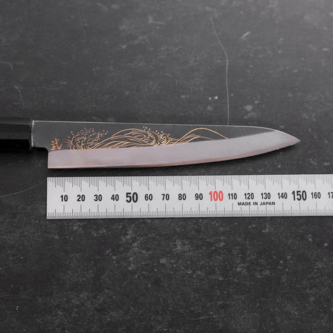 Koyanagi Blue Steel #1 Kurouchi Chokin Nami Buffalo Ebony Handle 150mm (5.9”)-[Musashi]-[Japanese-Kitchen-Knives]