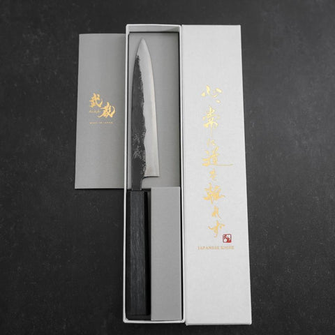 Koyanagi Blue Steel #1 Kurouchi Dark Blue Urushi Handle 150mm (5.9”)-[Musashi]-[Japanese-Kitchen-Knives]