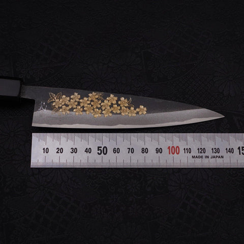 Koyanagi Blue Steel #2 Kurouchi Chokin Sakura Buffalo Ebony Handle 135mm (5.3”)-[Musashi]-[Japanese-Kitchen-Knives]