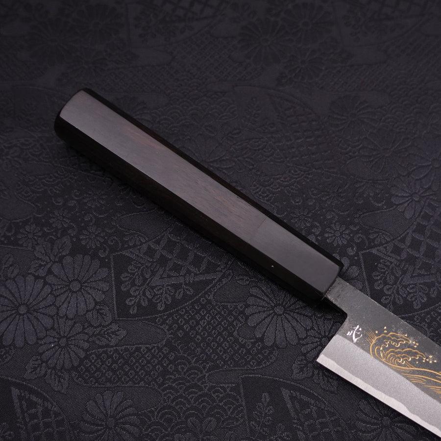 Koyanagi Blue steel #2 Kurouchi Chokin Nami Buffalo Ebony Handle 135mm-Blue steel #2-Kurouchi-Japanese Handle-[Musashi]-[Japanese-Kitchen-Knives]