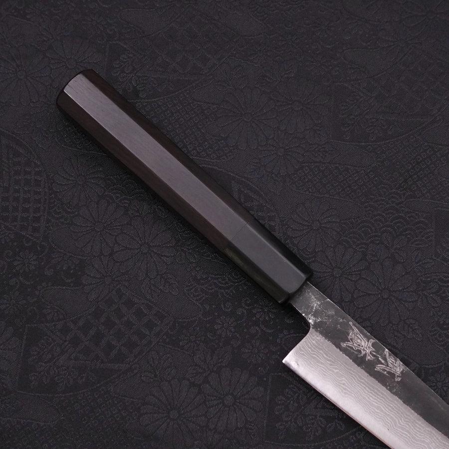 Koyanagi Blue steel #2 Kurouchi Damascus Buffalo Ebony Handle 135mm-Blue steel #2-Damascus-Japanese Handle-[Musashi]-[Japanese-Kitchen-Knives]