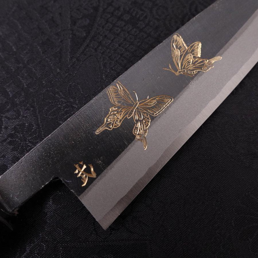 Koyanagi White steel #2 Kurouchi Chokin Butterfly Buffalo Ebony Handle 135mm-White steel #2-Kurouchi-Japanese Handle-[Musashi]-[Japanese-Kitchen-Knives]