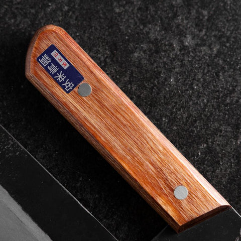 Menkiri (Noodle Knife) Blue Steel #2 Kurouchi Western Brown Handle 330mm-[Musashi]-[Japanese-Kitchen-Knives]