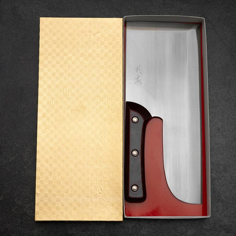 Menkiri (Noodle Knife) Blue Steel #2 Polished Red Urushi Handle 300mm (11.8”)-[Musashi]-[Japanese-Kitchen-Knives]